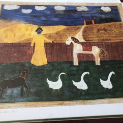  Framed Ltd Ed Signed Lithograph "Eva, Bud and Boo Boo" 28.5x 26.5 -AMOS GENTRY