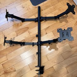 Quad Monitor Stand, 4 Monitors Desk Mount for 17 to 32 inch Computer Screens, Fully Adjustable Stacked Mount with Tilt Swivel, 4 Heavy Duty Monitor Mo