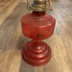 Mid Century Red Kerosene Lamp. 