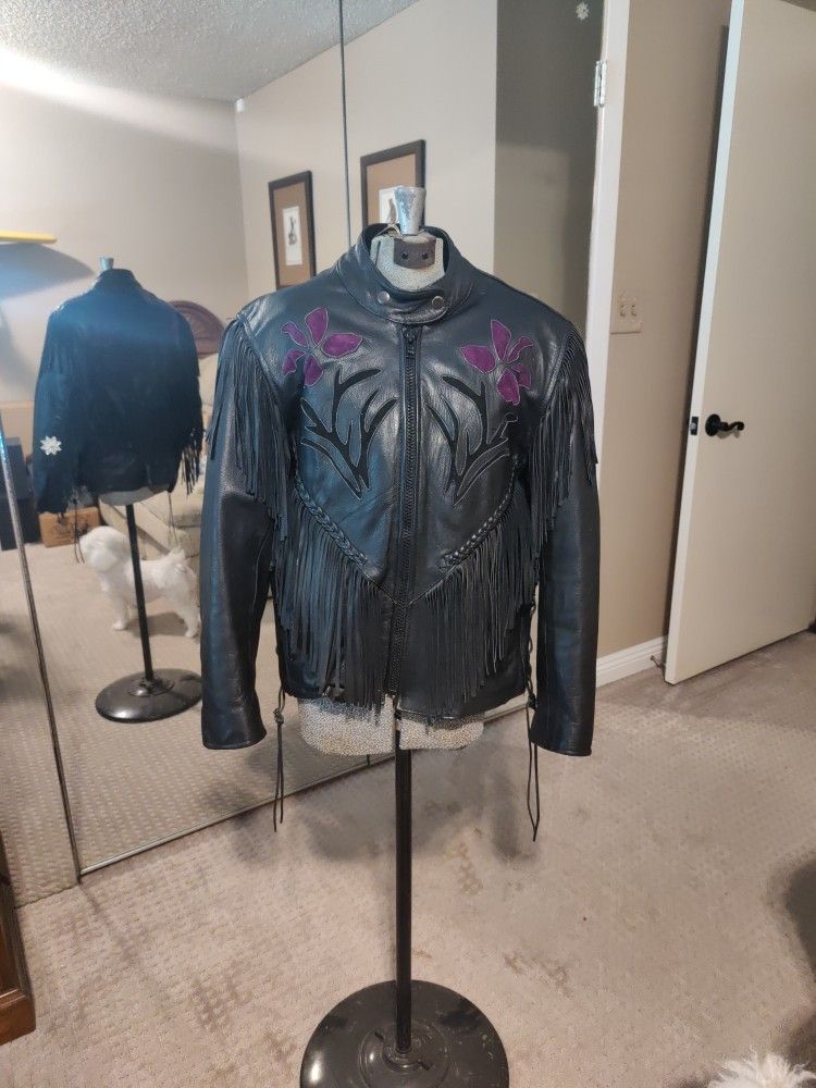 Unik Women's fringed leather jacket Size S