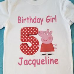 Peppa Pig Birthday Shirt- Red/Pink