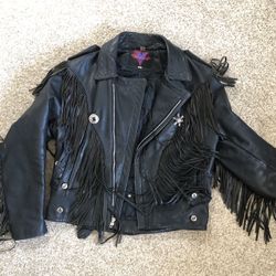Verducci Black Leather Fringe Motorcycle Jacket . $69 or BO