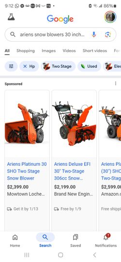 Ariens Snowblower 16.5 Hp