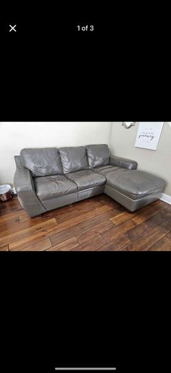 Grey Leather Sectional