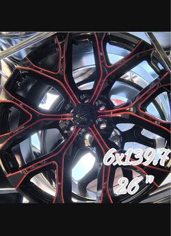 Go big or go home with these 26s! 🛞🔥 ​⚡ Size: 26" 💥 Bolt Pattern: 6x139.7 🛻 Fits: Chevy Silverado/Tahoe, GMC Sierra/Yukon, Cadillac Escalade, Ram 