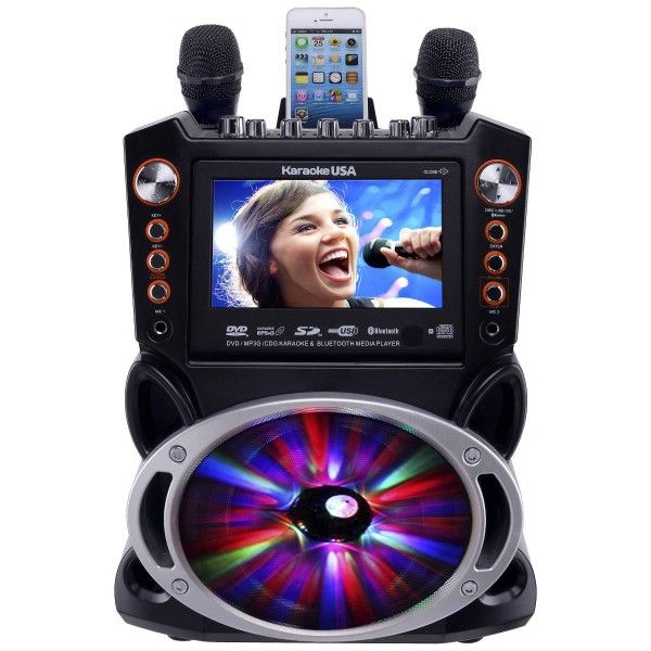 Karaoke USA Complete Bluetooth Karaoke System with LED Sync Lights (GF846): TFT-LCD, CD+G Compatible, 2 Mic Inputs