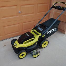Ryobi Lawn Mower. Like New. Comes With 40 Volt Battery And Charger.