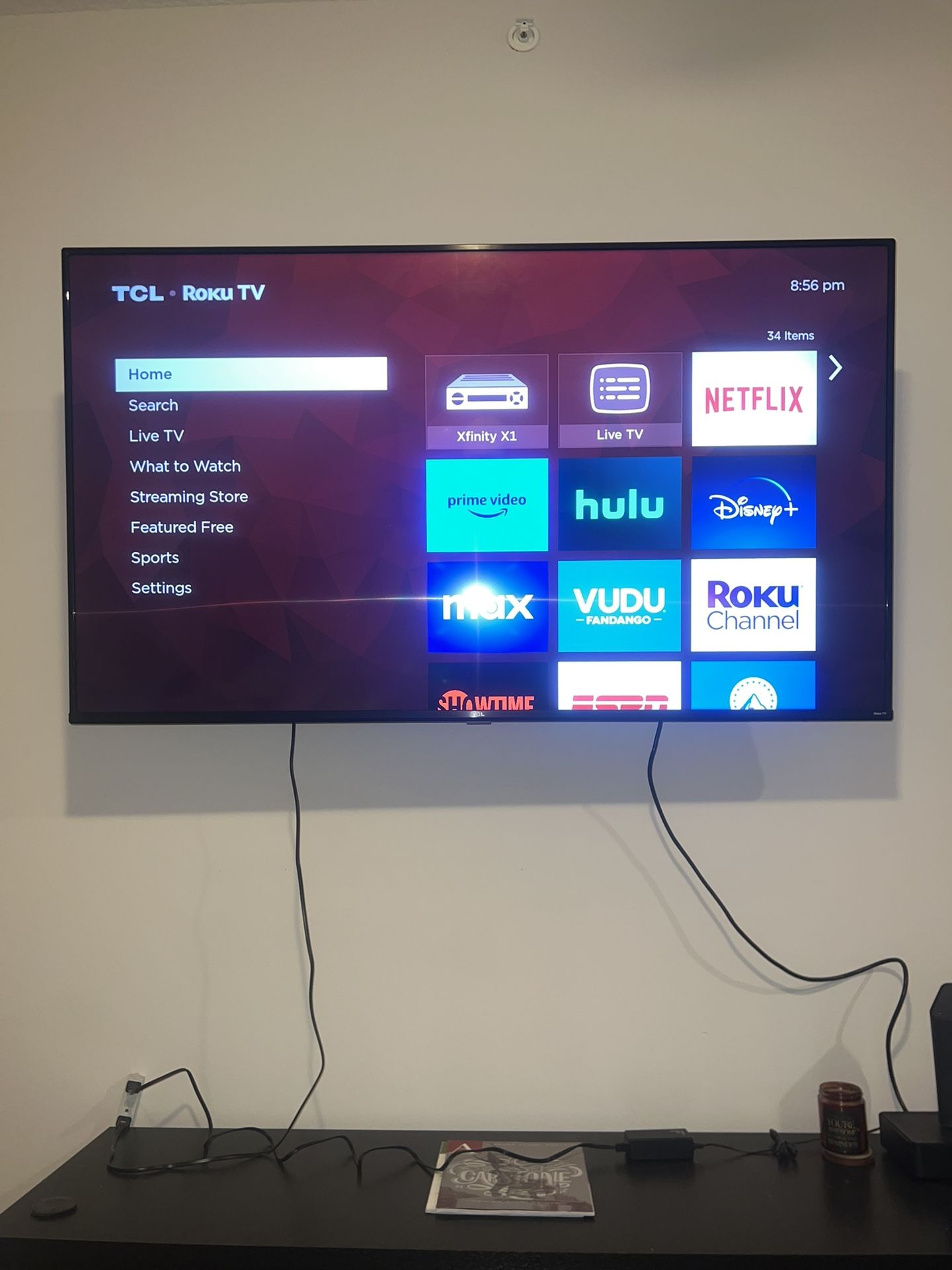 65 Inch TCL Roku 4K TV With Mount