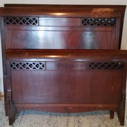 Historic Bed Head Foot Board Twin Mahoghany Solid Wood Antique