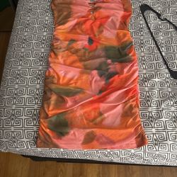 Orange Festival Strapless Dress