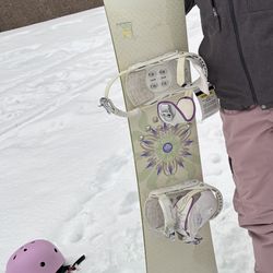 Morrow Lotus Women's Snowboard. With white bindings