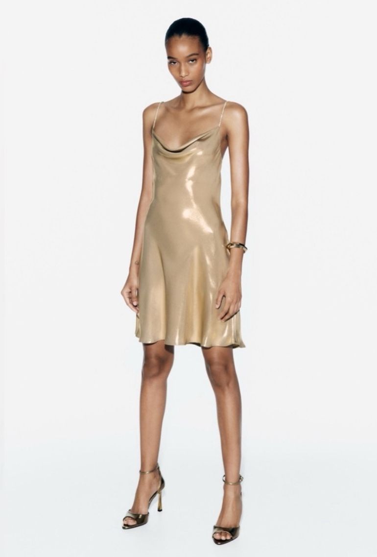 Zara Gold Party Dress Size XS