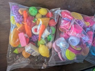 3 Bags Play Food Dishes And Kitchen Related Items