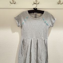Party Dress Grey With Turquoise Rhinestones