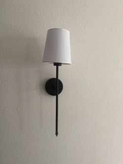 2 Black Metal Wall Sconce with White Shade