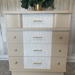 DRESSER - KHAKI - SOLID WOOD- GOLD HARDWARE