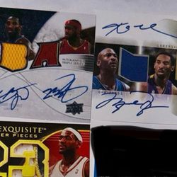 3 Different Rare Michael Jordan & Kobe Bryant & LeBron James 3 Facsimile Basketball Card Lot