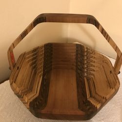 Hand Made Wood Foldable Basket  Never Used  Please Check My Other Listings 