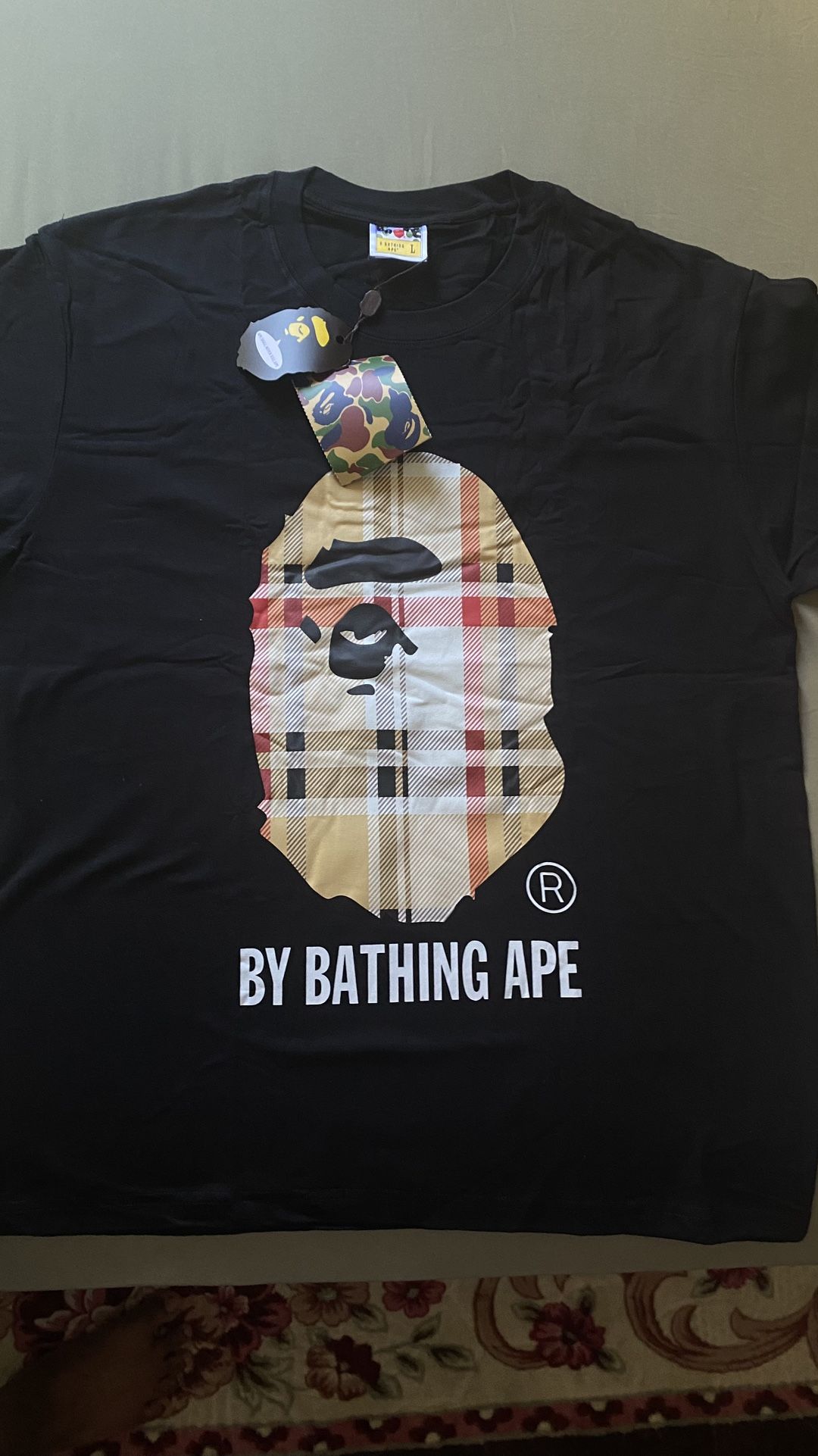Large Black Burberry Bape Shirt