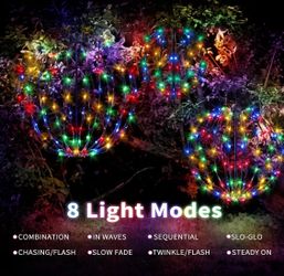 LED Light Balls Outdoor Set of 3, Hanging Tree Globe Lights with Fold Flat Metal Frame for Outside, Garden, Yard, Christmas Sphere Decoration (Multi-C