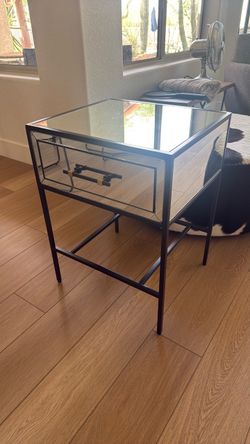 West Elm Mirrored Nightstand / End Table — Antique Bronze