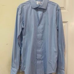 Lorenzouomo Mens Blue Dress Shirt Size 15