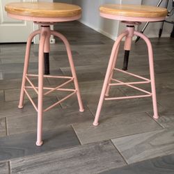 Barstools - Pink And Oak 