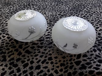 Vintage Frosted and Clear Glass Ceiling Light Covers