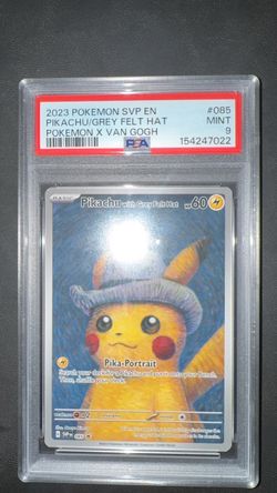 PSA 9 Pikachu Grey Felt Hat Pokemon x Van Gogh