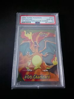 TOPPS POKEMON CHARIZARD 2000 TV ANIMATION CLEAR CARDS #PC3 PSA 10