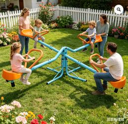 Kidsbrand new assembled Seesaw Swivel Teeter Totter 360 Degree Rotating 4 Seats Stainless Steel