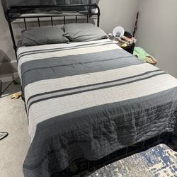 Full Bed frame, Boxspring, Mattress, Bedding