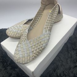 EASY SPIRIT E 360 METALLIC STRETCH BALLET FLAT