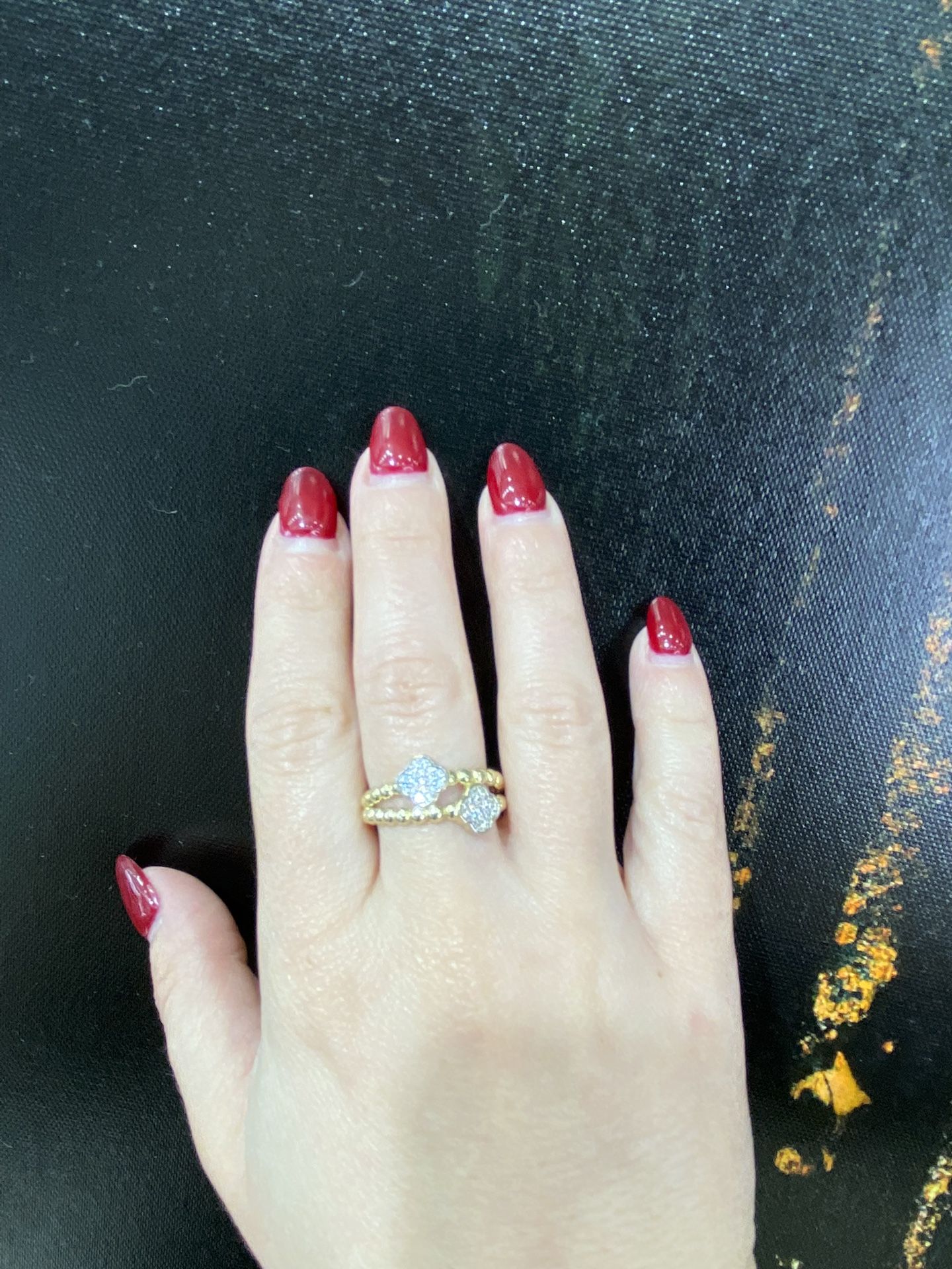 10k DOUBLE FLOWER RING