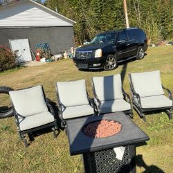 Hampton Bay Highland Point 5 Piece Firepit Patio Set 
