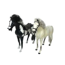 Kid Kore Plastic Black & White Pinto Horse & White Horse