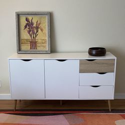 White Sideboard/buffet Cabinet With Drawers