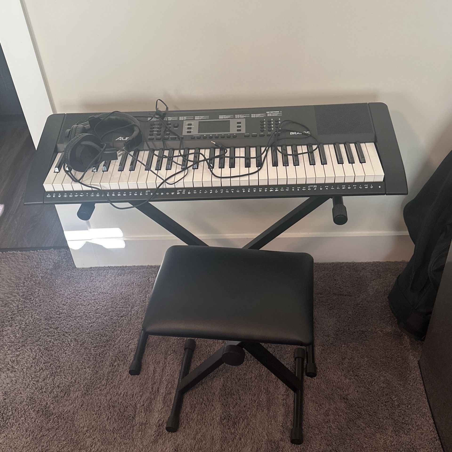 Piano, Seat, And Headphones