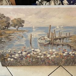 Acrylic painting boats At The Dock