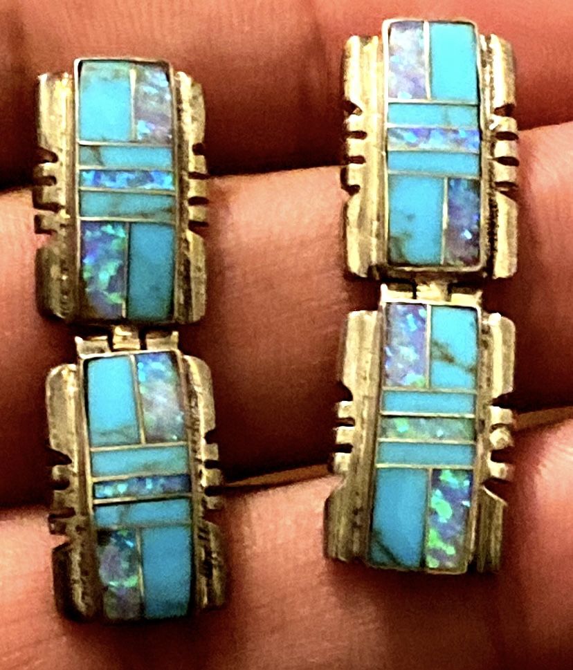 Opal And Sterling Earrings