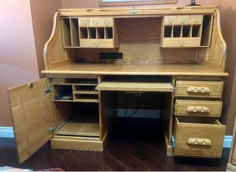 Solid Oak Roll Top Desk