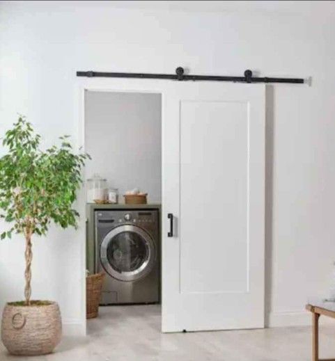 36 in. x 84 in. No Panel Lincoln Park Primed Interior Sliding Barn Door Slab with Hardware KitMason