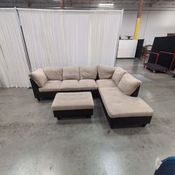 3 Piece Set of DonGuan Shi Changhe Furniture Co.-Beige Tufted Fabric Modular Sectional Couch