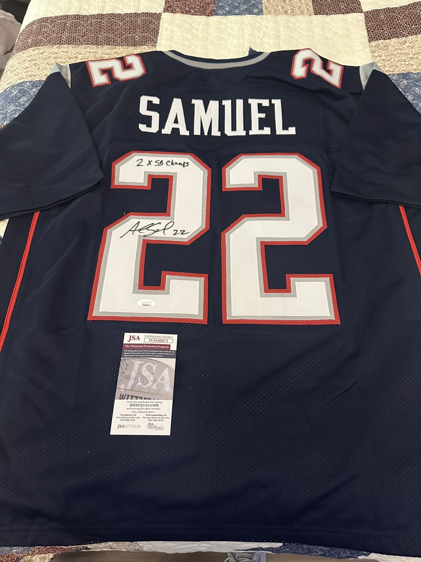 Astante Samuel Autographed NFL New England Patriots Football Jersey