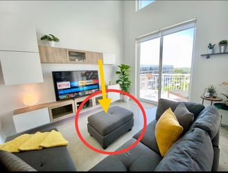 Grey Fabric Ottoman - Sectional Not Included