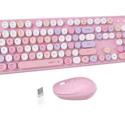 ✨ Pink Aesthetic Wireless Keyboard & Mouse — UBOTIE Set (Open Box) ✨