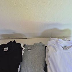 PRO CLUB WHITE 6 BLACK 6 GARY 6 TOTAL 18 PC MAN'S HEAVYWEIGHT COTTON SHORT SLEEVE T SHIRT SIZE L TALL