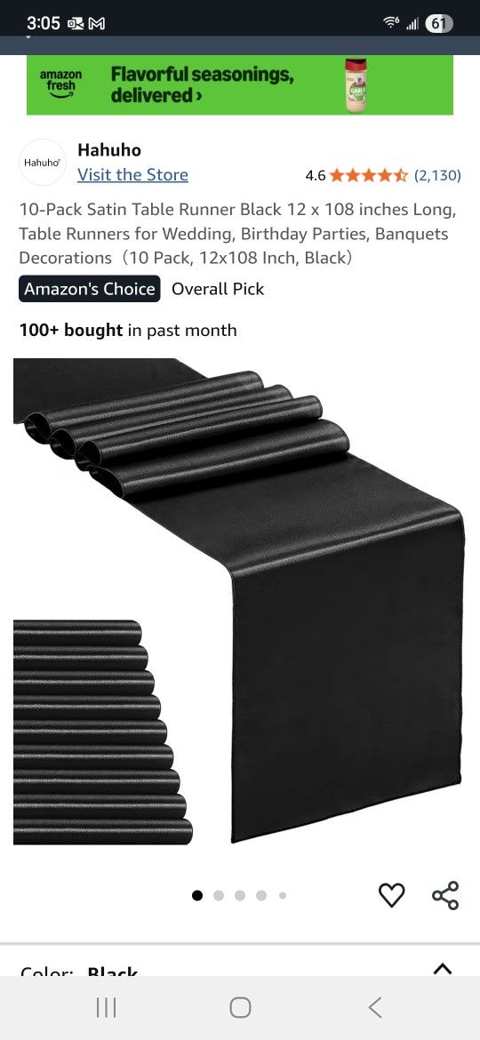 Black Table Runners NEW