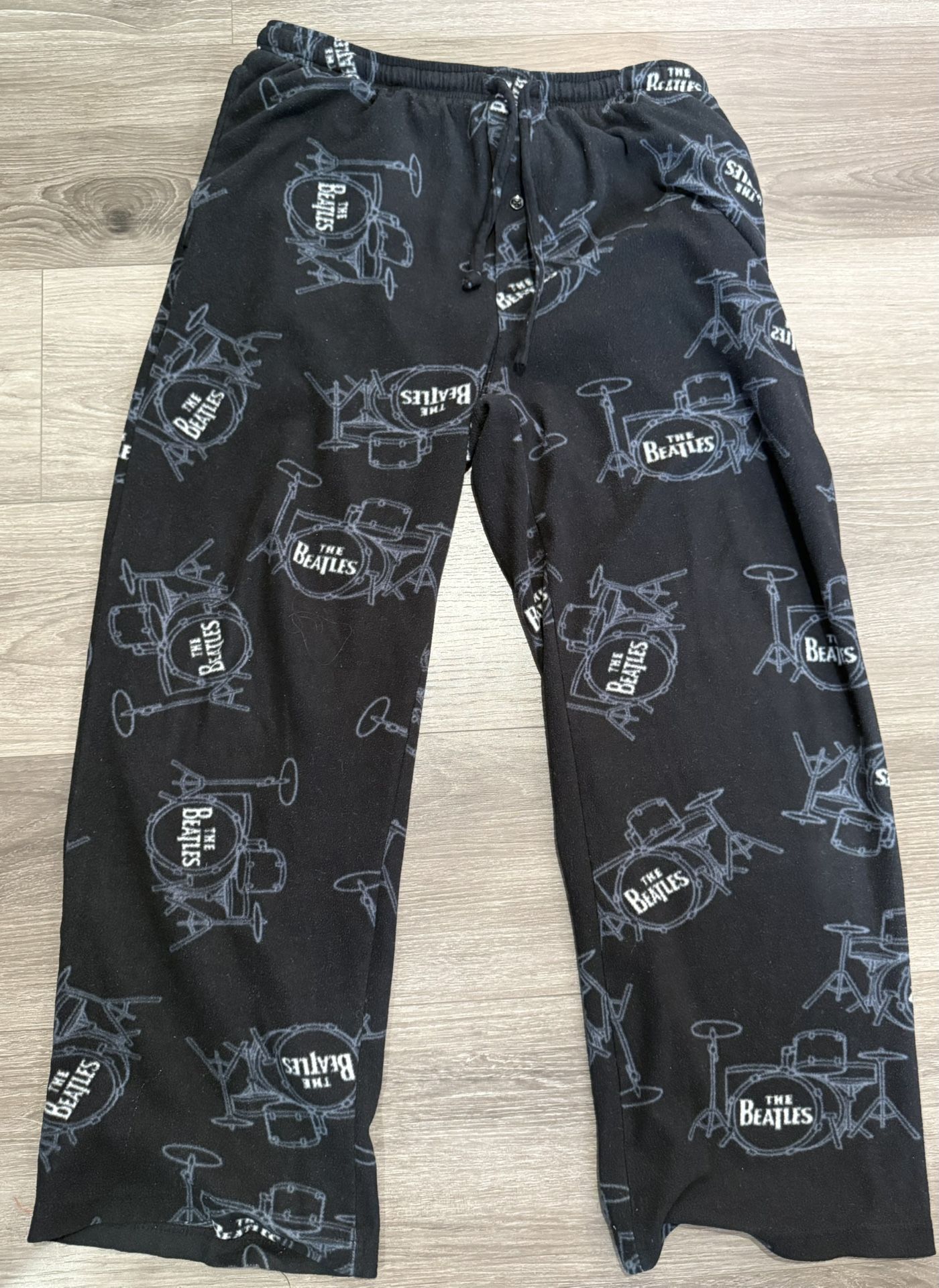 The Beatles Band Pajamas Mens Pants Size Medium Fleece Black Vintage