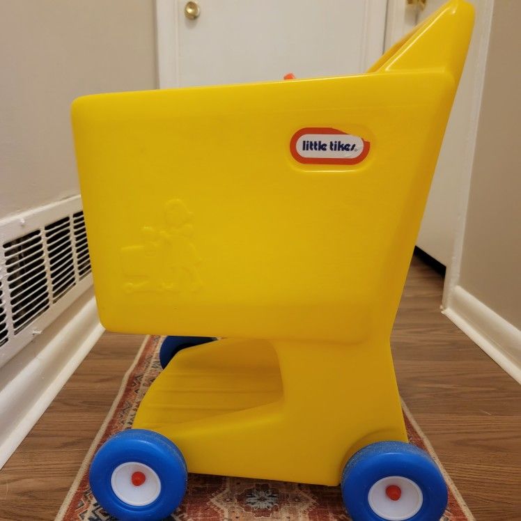 Vintage Little Tikes Lil Shopper Yellow Grocery Store Shopping Cart Toy